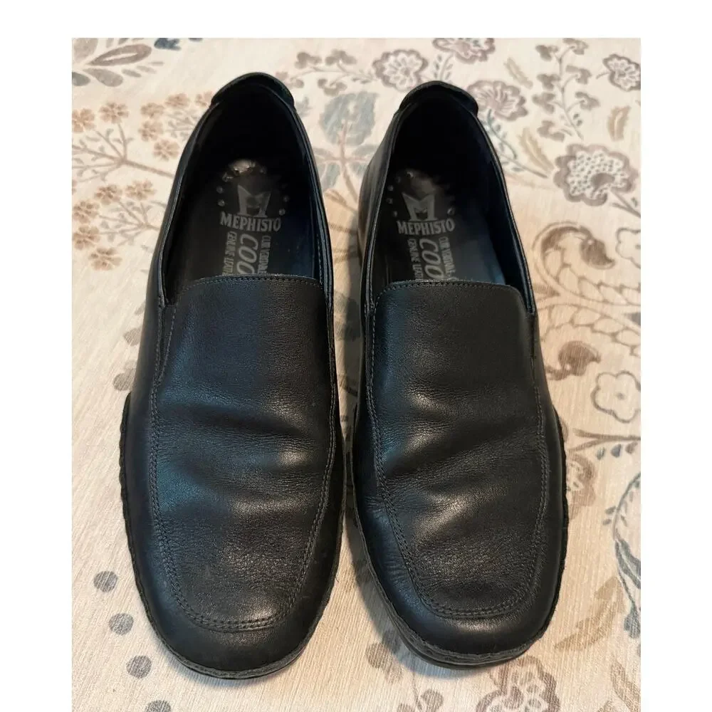 Mephisto Edlef Men's Loafers Black Leather Slip-on Shoes Size 9.5 US / 9 UK